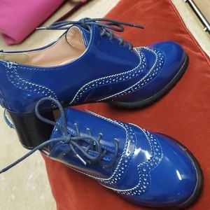 Cobalt blue patent vintage Oxford heels